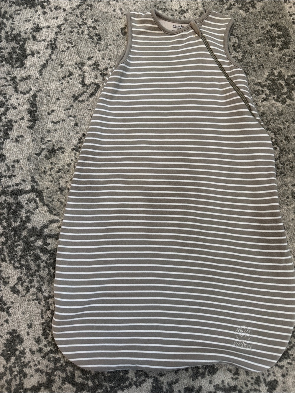 Woolino merino wool organic sleep sack all season 6-18m taupe white stripe